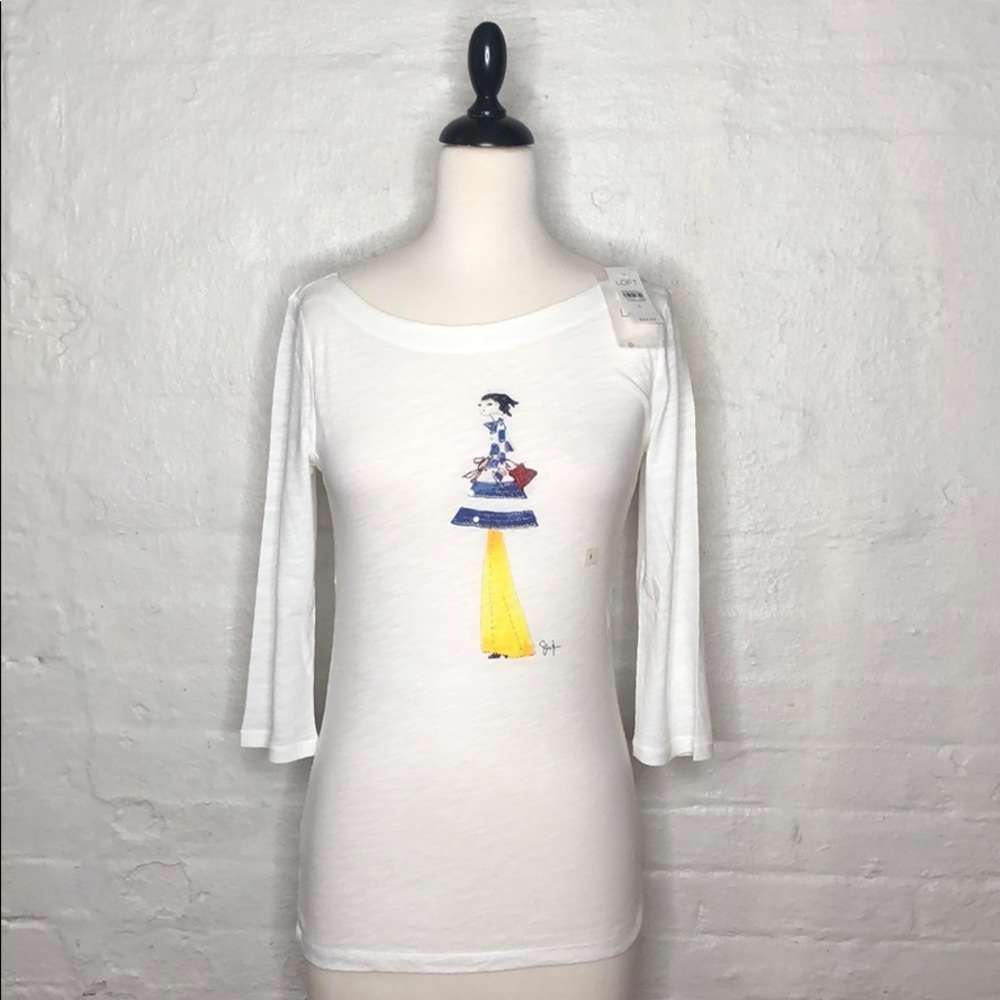 LOFT 3/4 sleeves, boat neck, graphic tee